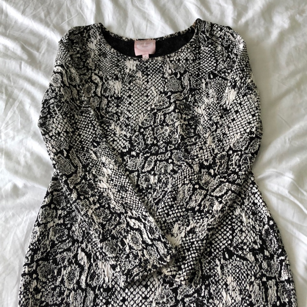 Snake Skin Patterned Long Sleeve Dress